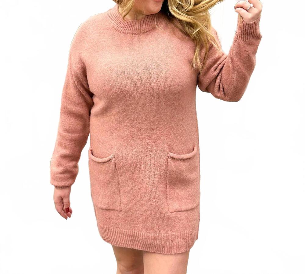 NEW LISTICLE pocket tunic sweater in dark blush